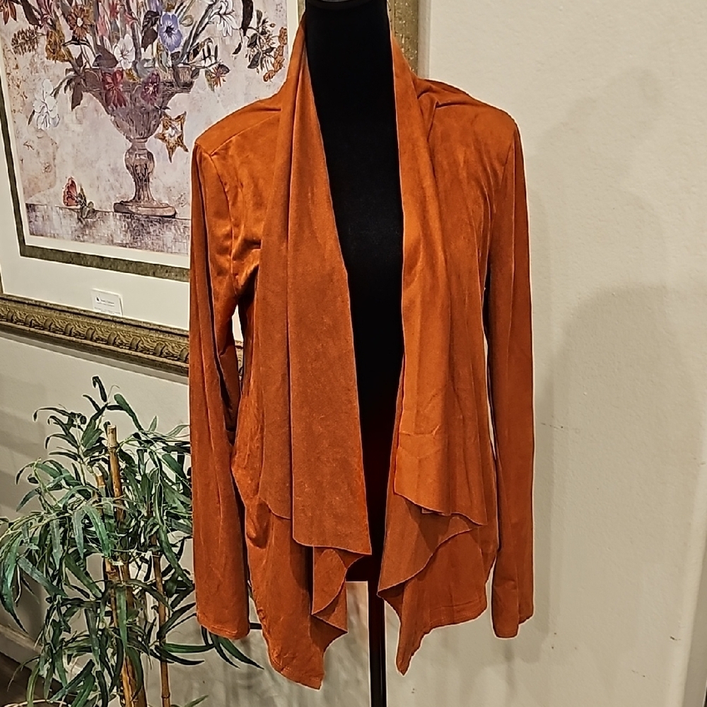 Rust Orange Draped Cardigan